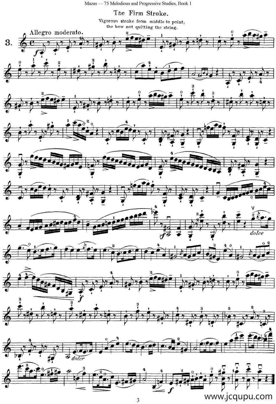 马扎斯小提琴练习曲 Op.36 第一册 特殊练习曲（3）简谱