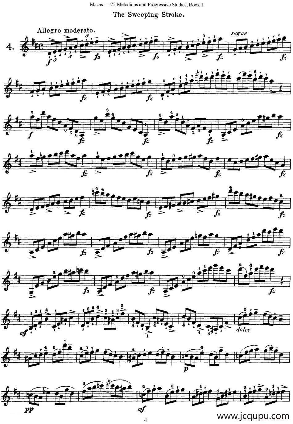 马扎斯小提琴练习曲 Op.36 第一册 特殊练习曲（4）简谱