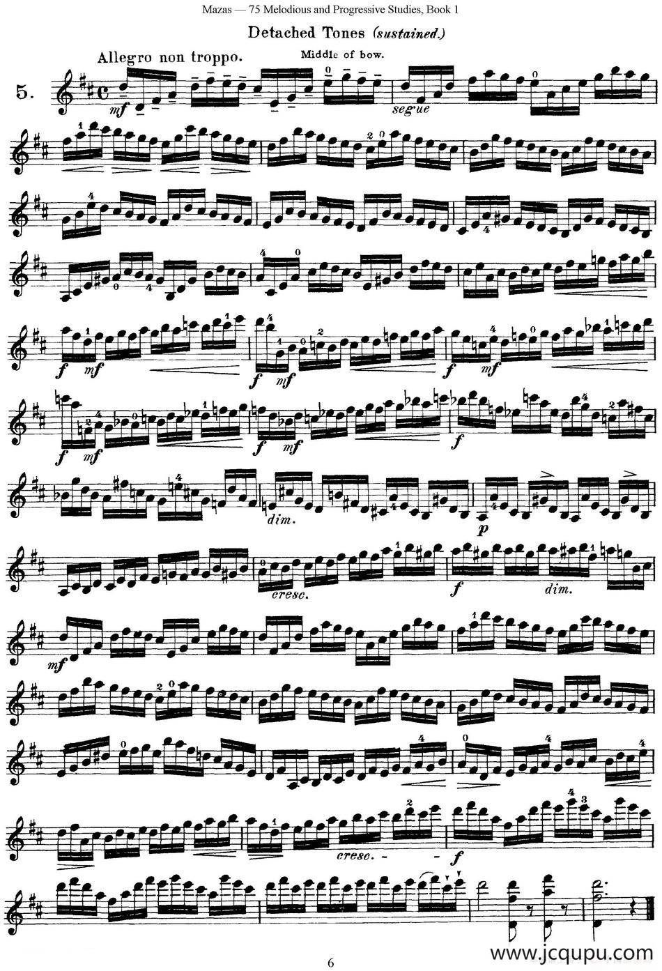 马扎斯小提琴练习曲 Op.36 第一册 特殊练习曲（5）简谱