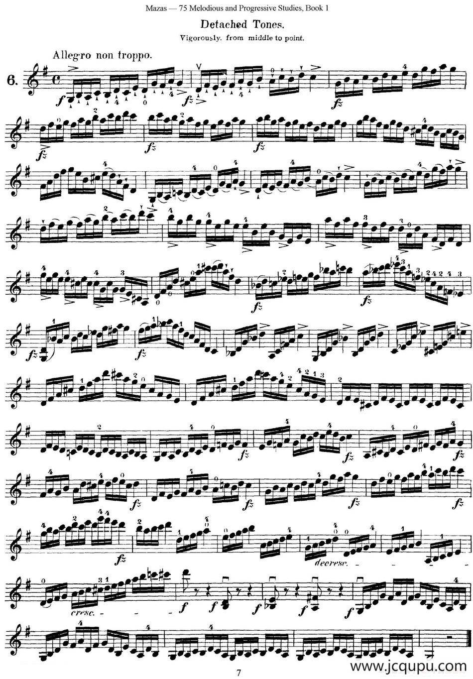 马扎斯小提琴练习曲 Op.36 第一册 特殊练习曲（6）简谱