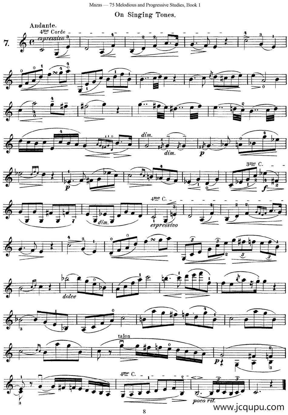 马扎斯小提琴练习曲 Op.36 第一册 特殊练习曲（7）简谱