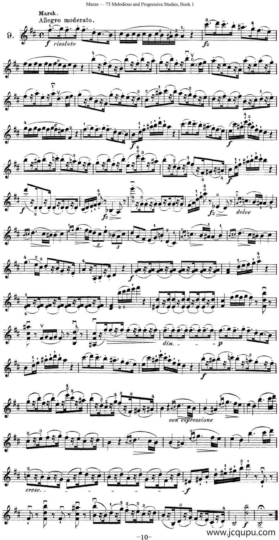 马扎斯小提琴练习曲 Op.36 第一册 特殊练习曲（9）简谱