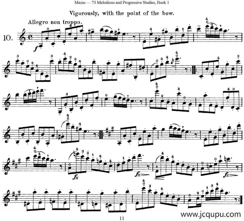 马扎斯小提琴练习曲 Op.36 第一册 特殊练习曲（10）简谱