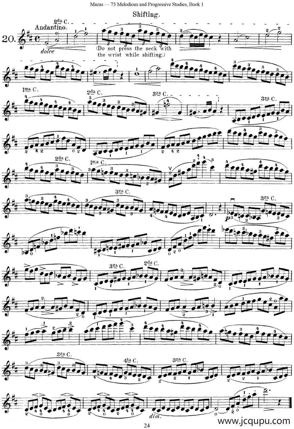 马扎斯小提琴练习曲 Op.36 第一册 特殊练习曲（20）简谱