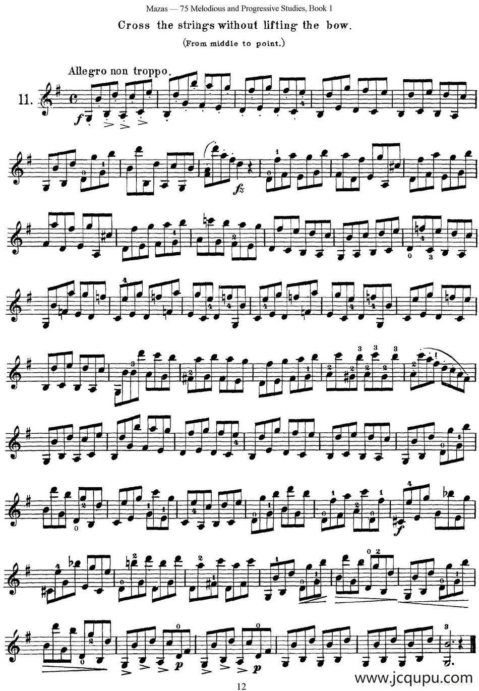 马扎斯小提琴练习曲 Op.36 第一册 特殊练习曲（11）简谱