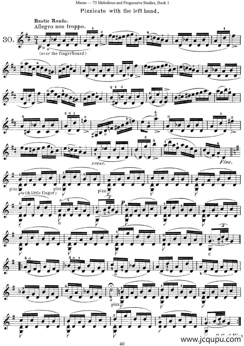 马扎斯小提琴练习曲 Op.36 第一册 特殊练习曲（30）简谱