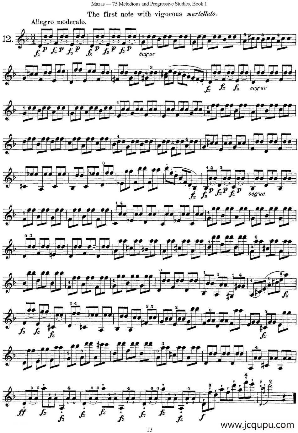 马扎斯小提琴练习曲 Op.36 第一册 特殊练习曲（12）简谱