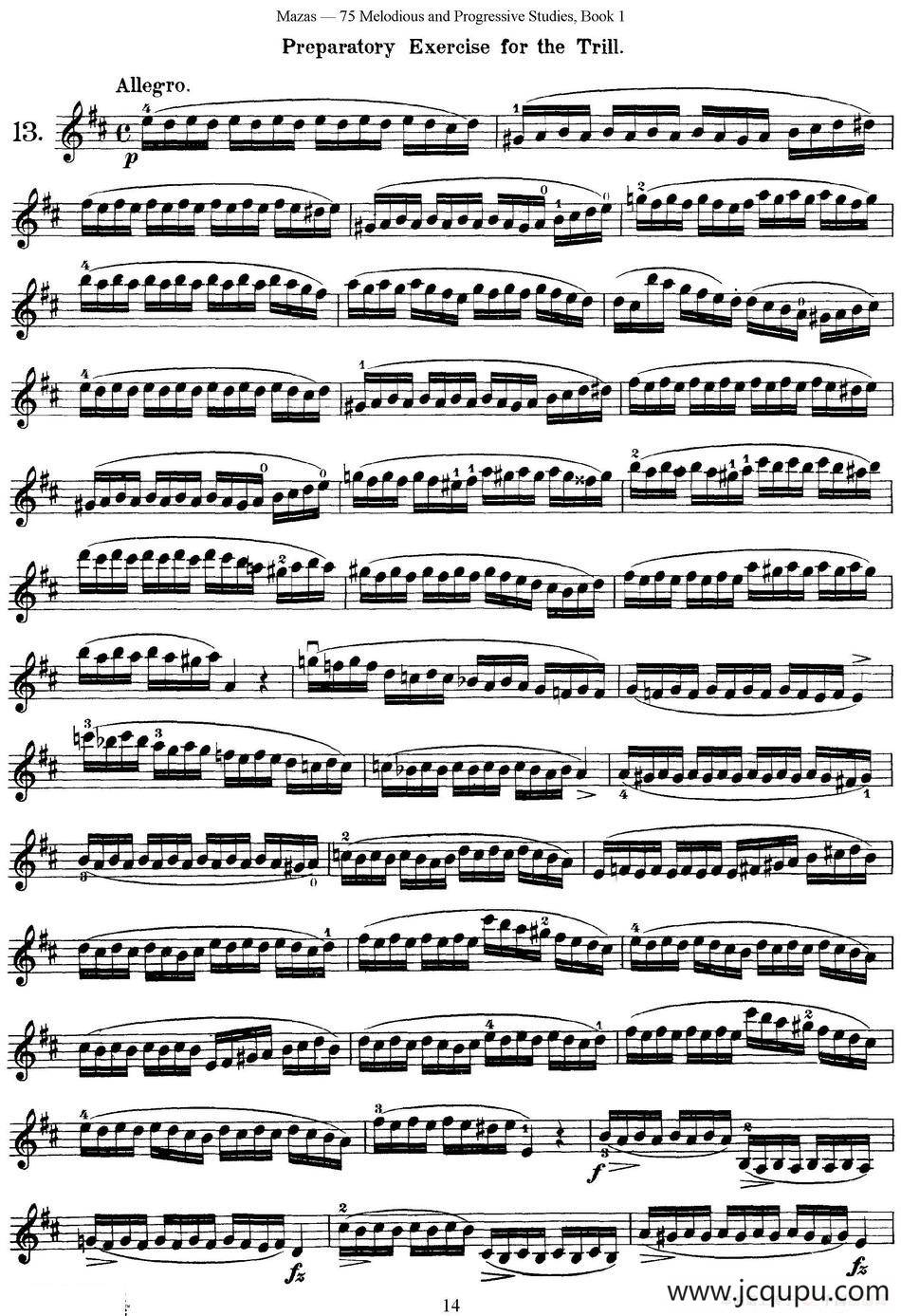 马扎斯小提琴练习曲 Op.36 第一册 特殊练习曲（13）简谱