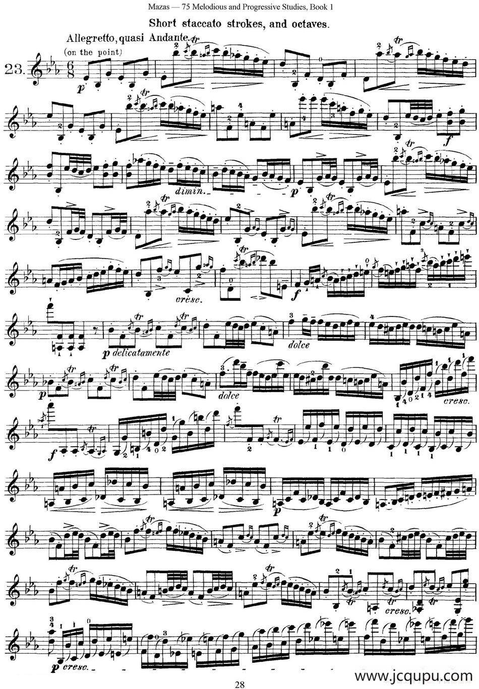 马扎斯小提琴练习曲 Op.36 第一册 特殊练习曲（23）简谱