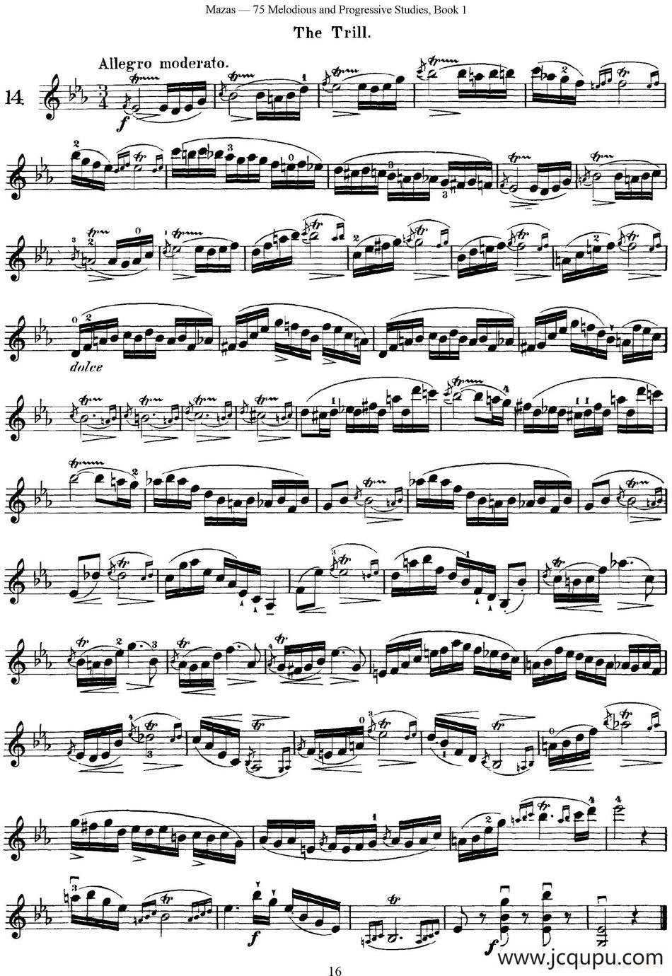 马扎斯小提琴练习曲 Op.36 第一册 特殊练习曲（14）简谱