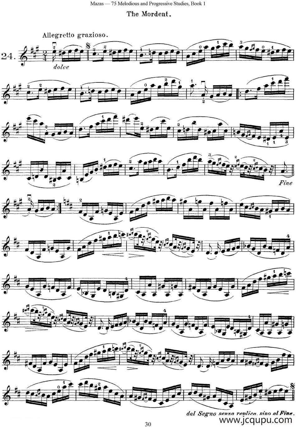 马扎斯小提琴练习曲 Op.36 第一册 特殊练习曲（24）简谱