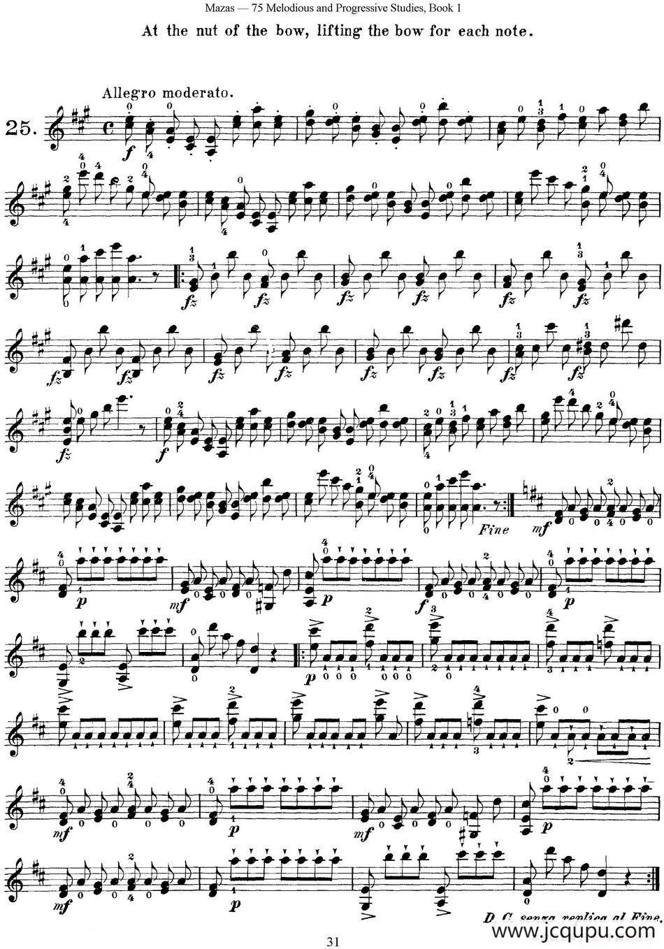 马扎斯小提琴练习曲 Op.36 第一册 特殊练习曲（25）简谱
