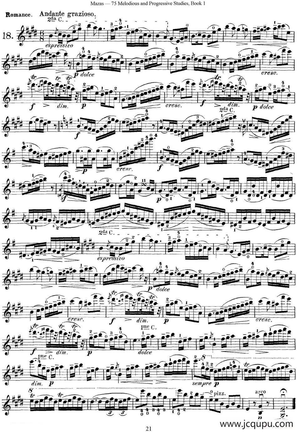 马扎斯小提琴练习曲 Op.36 第一册 特殊练习曲（18）简谱