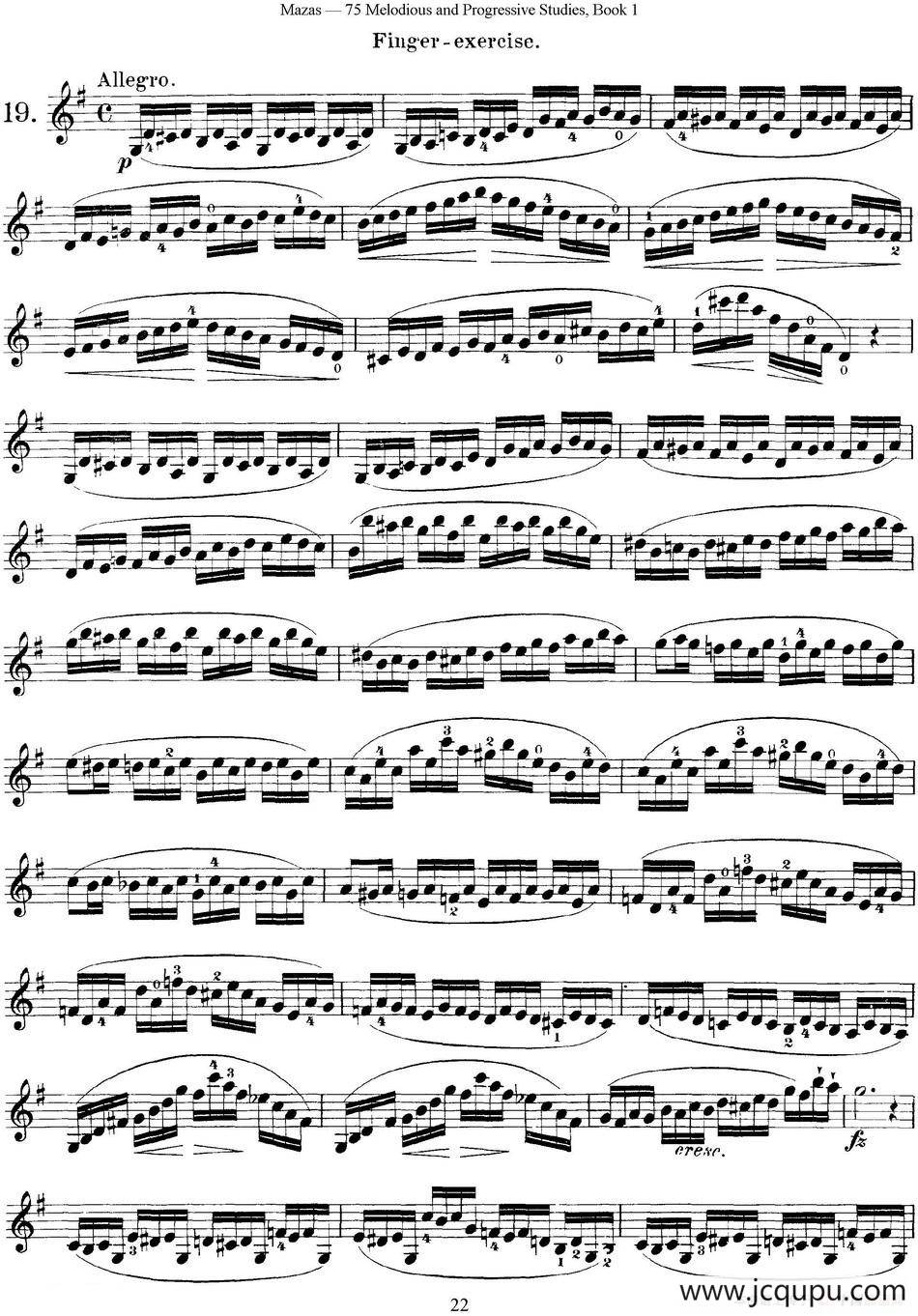 马扎斯小提琴练习曲 Op.36 第一册 特殊练习曲（19）简谱