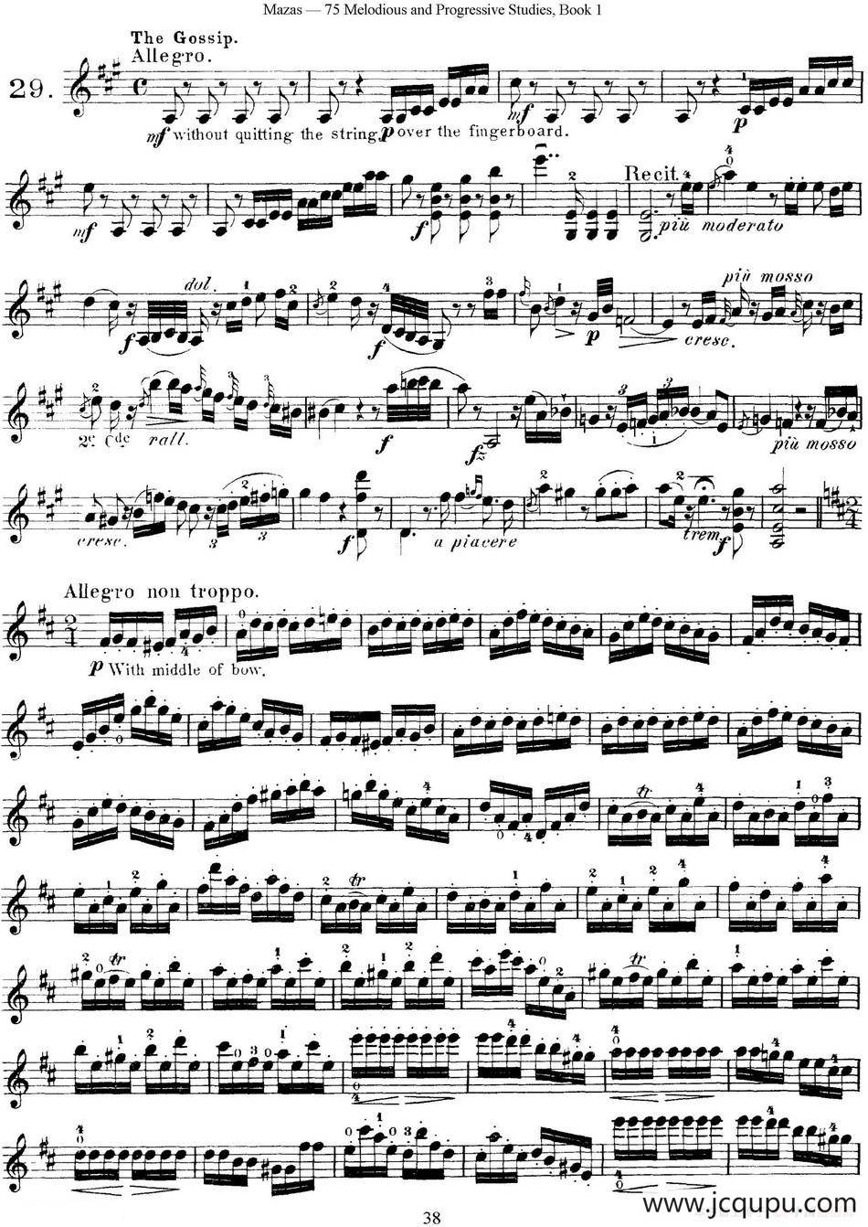 马扎斯小提琴练习曲 Op.36 第一册 特殊练习曲（29）简谱