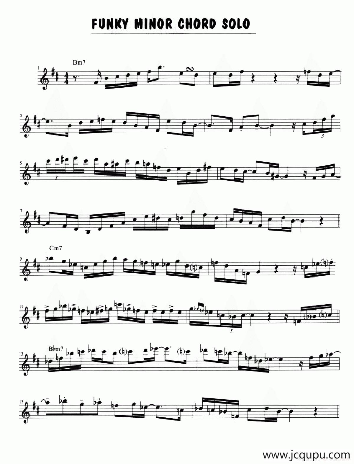 FUNKY MINOR CHORD SOLO简谱