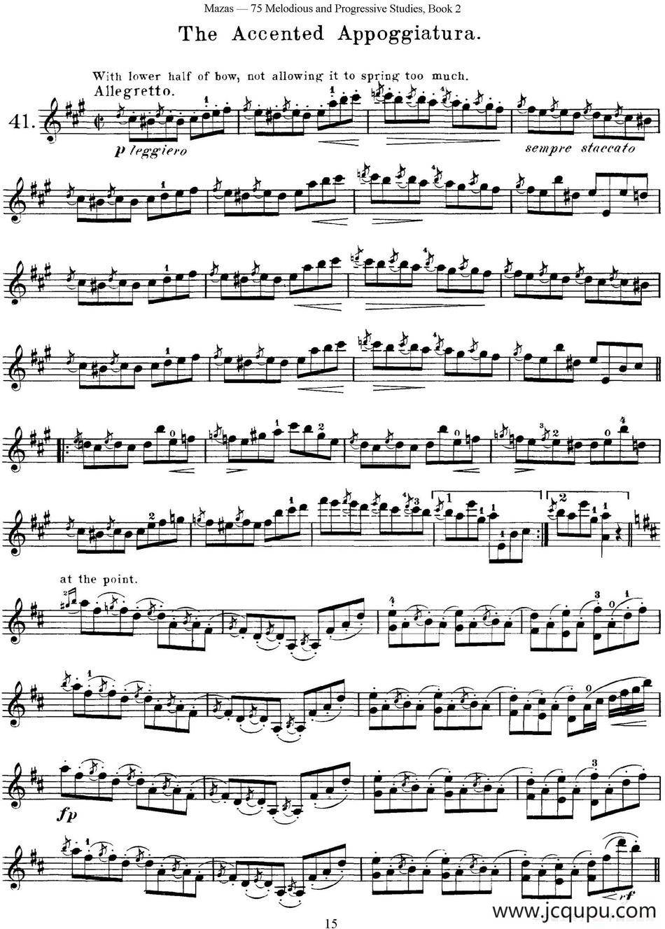 马扎斯小提琴练习曲 Op.36 第二册 华丽练习曲（41）简谱