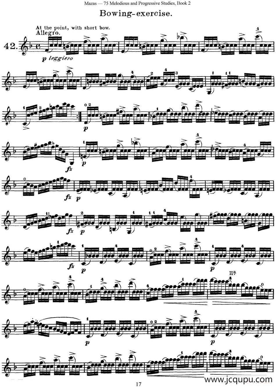 马扎斯小提琴练习曲 Op.36 第二册 华丽练习曲（42）简谱