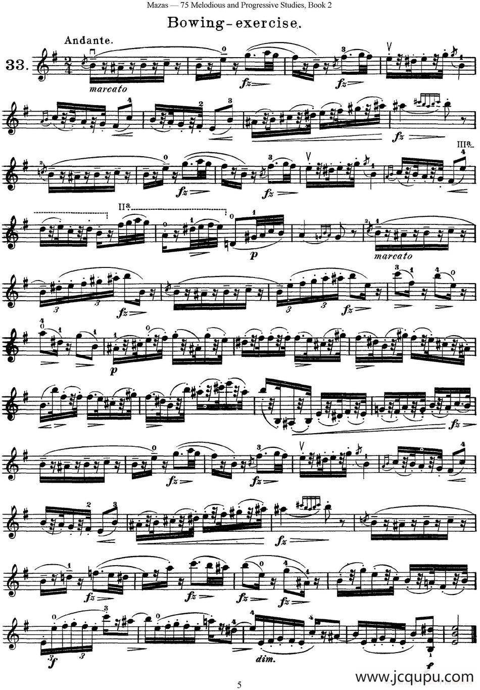 马扎斯小提琴练习曲 Op.36 第二册 华丽练习曲（33）简谱