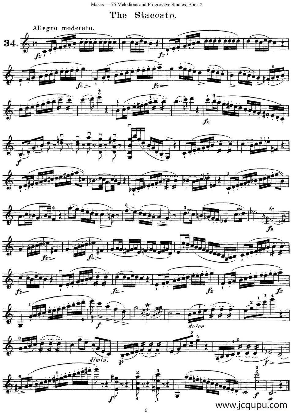 马扎斯小提琴练习曲 Op.36 第二册 华丽练习曲（34）简谱