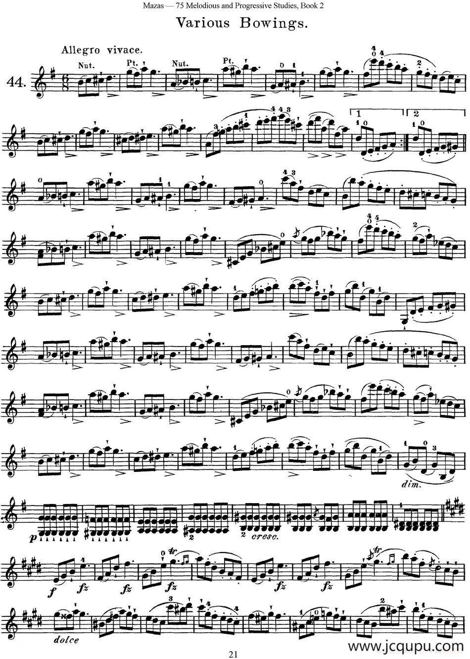 马扎斯小提琴练习曲 Op.36 第二册 华丽练习曲（44）简谱