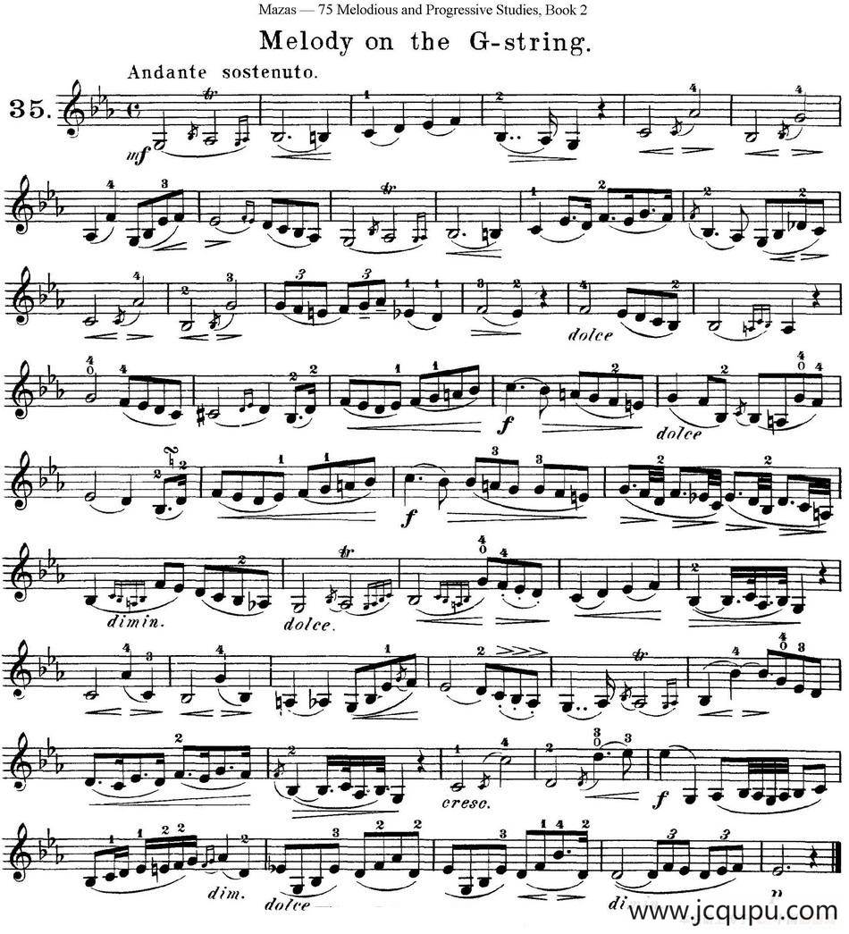 马扎斯小提琴练习曲 Op.36 第二册 华丽练习曲（35）简谱