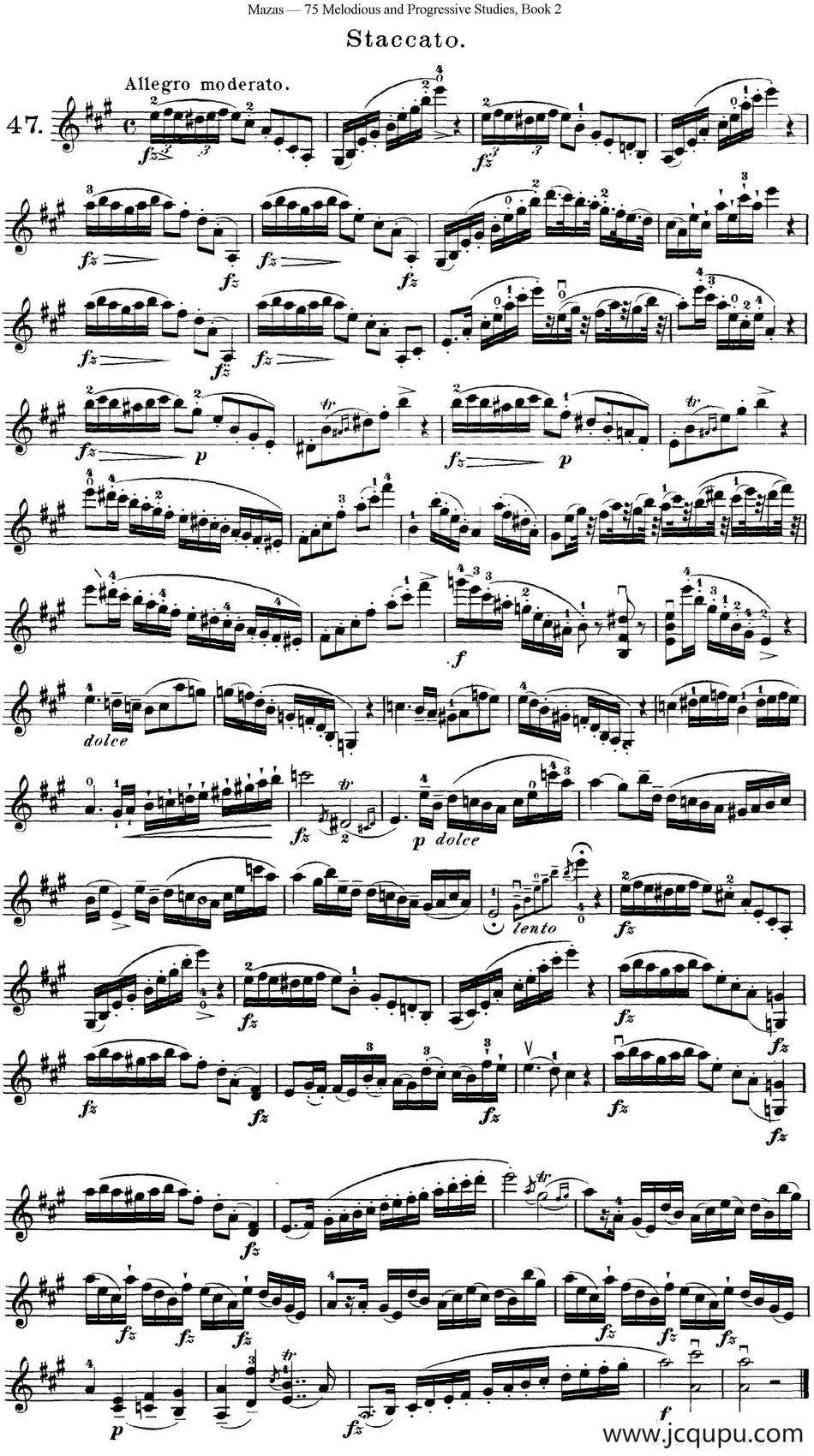 马扎斯小提琴练习曲 Op.36 第二册 华丽练习曲（47）简谱