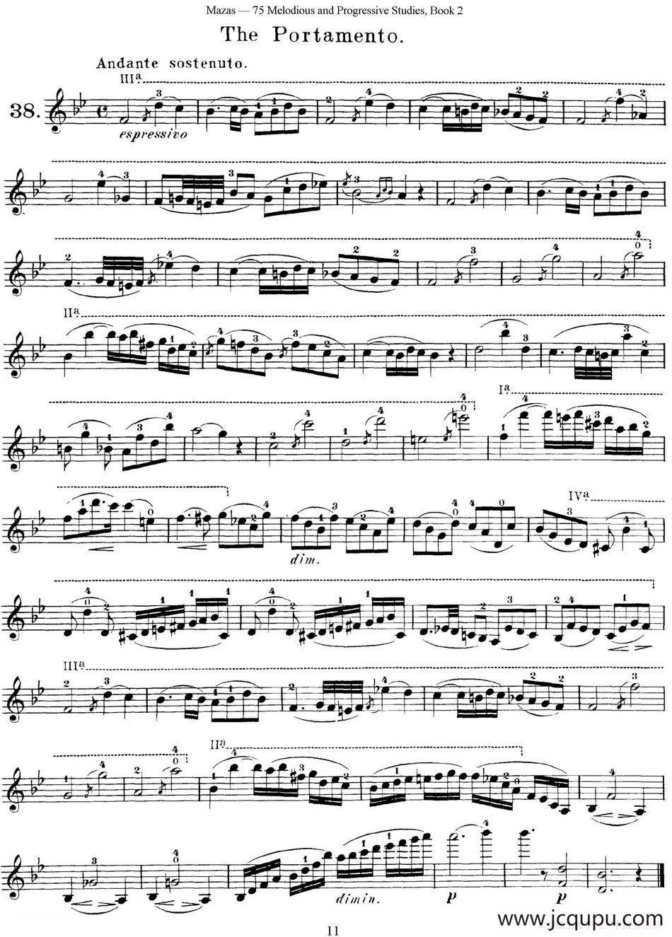 马扎斯小提琴练习曲 Op.36 第二册 华丽练习曲（38）简谱