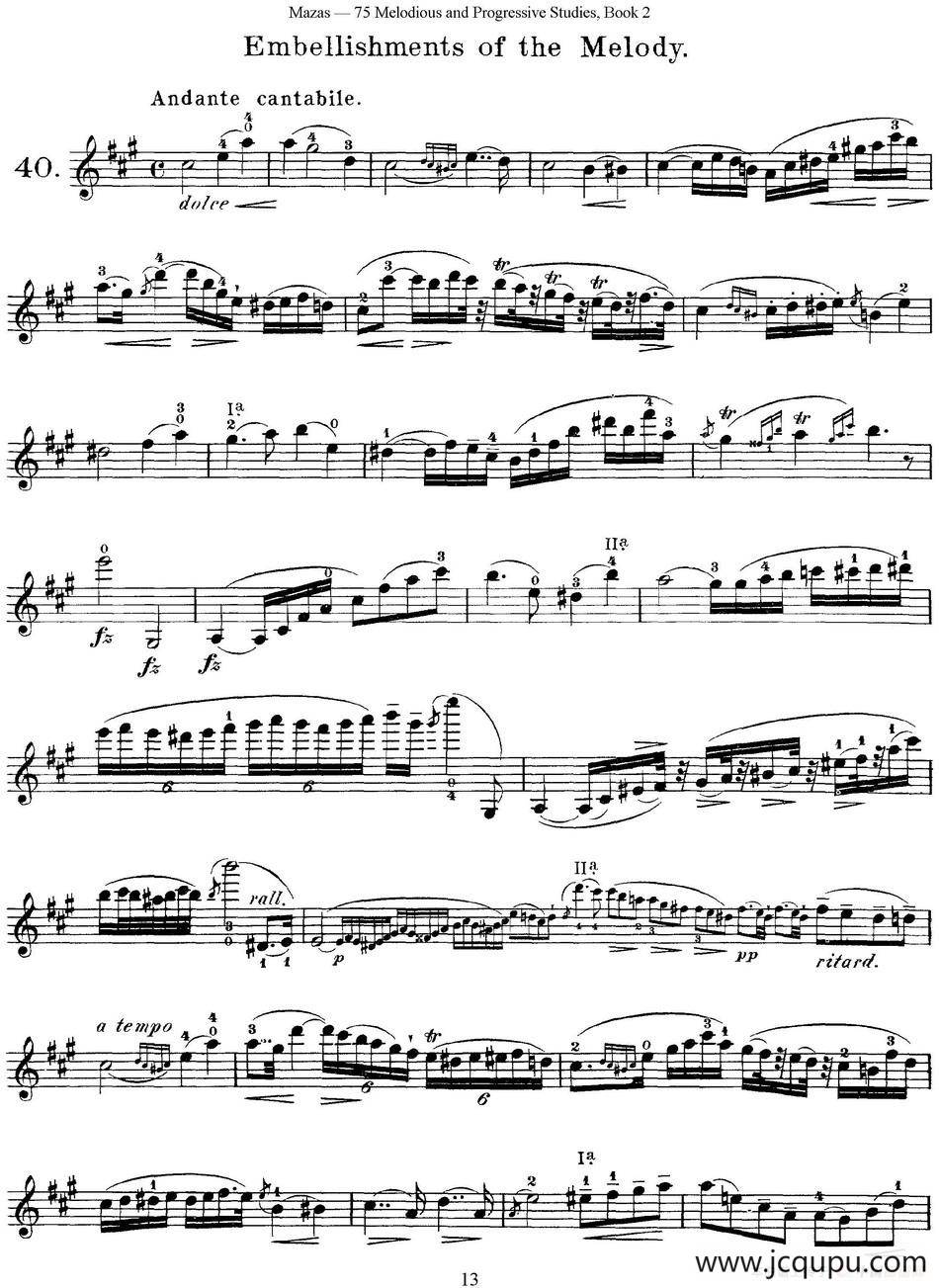 马扎斯小提琴练习曲 Op.36 第二册 华丽练习曲（40）简谱