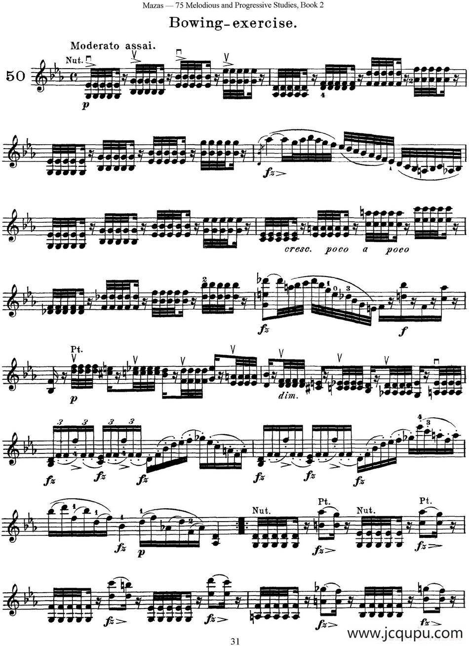 马扎斯小提琴练习曲 Op.36 第二册 华丽练习曲（50）简谱