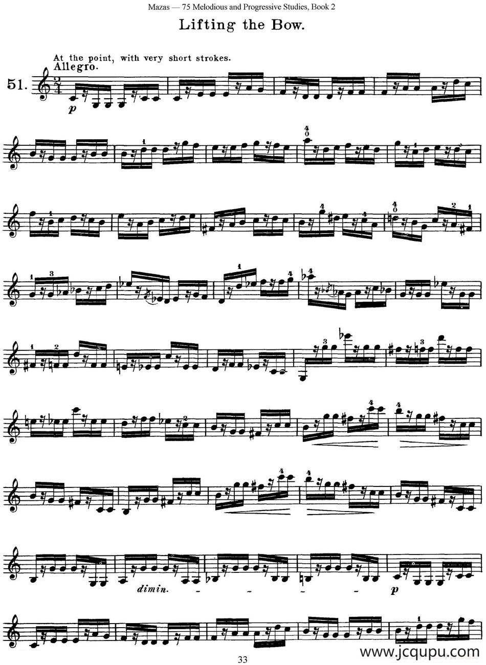 马扎斯小提琴练习曲 Op.36 第二册 华丽练习曲（51）简谱