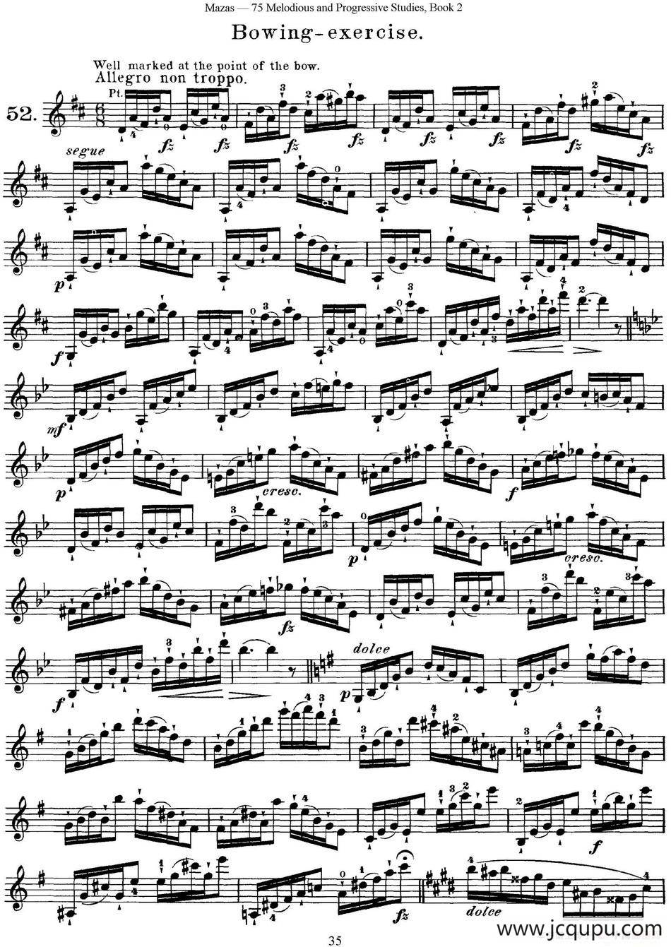 马扎斯小提琴练习曲 Op.36 第二册 华丽练习曲（52）简谱
