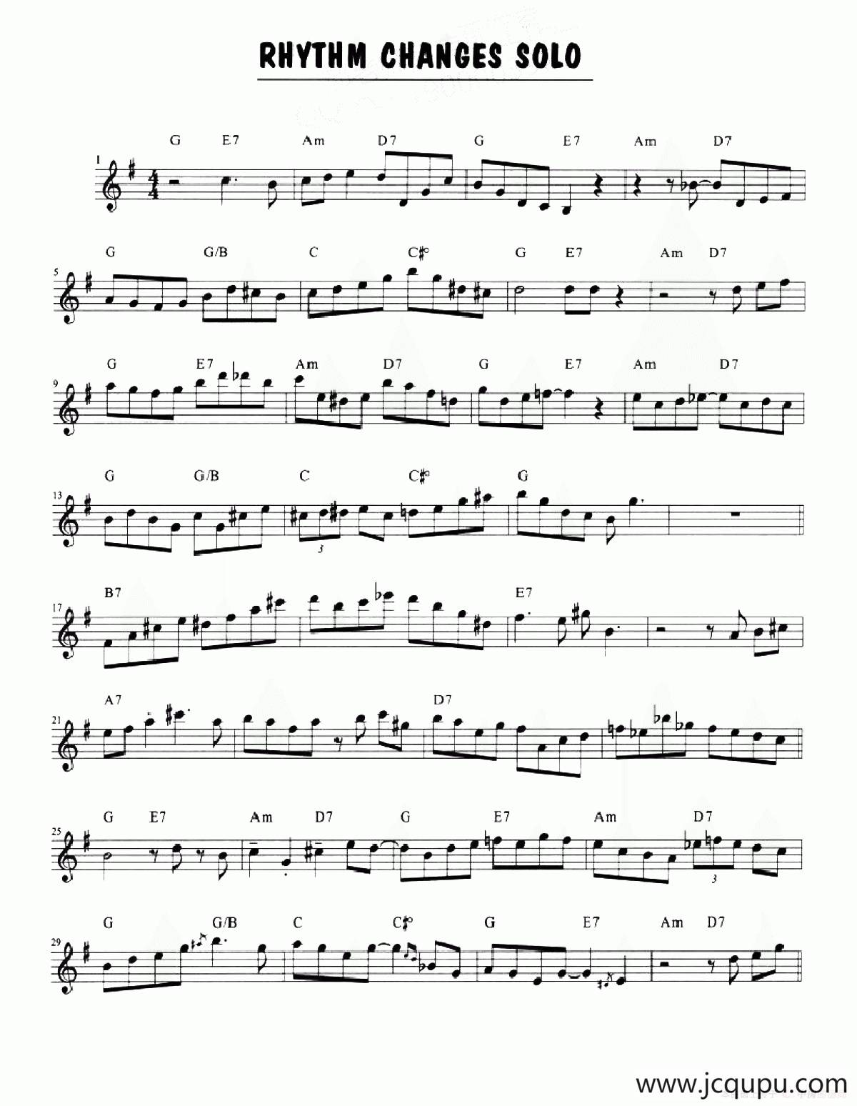 Rhythm Changes Solo简谱