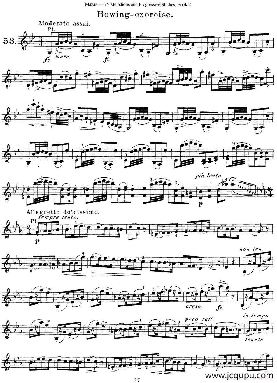 马扎斯小提琴练习曲 Op.36 第二册 华丽练习曲（53）简谱