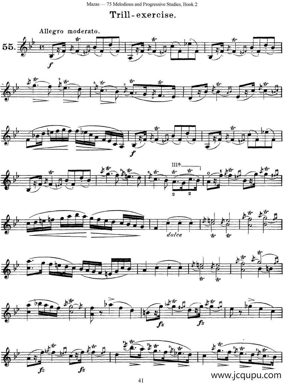 马扎斯小提琴练习曲 Op.36 第二册 华丽练习曲（55）简谱