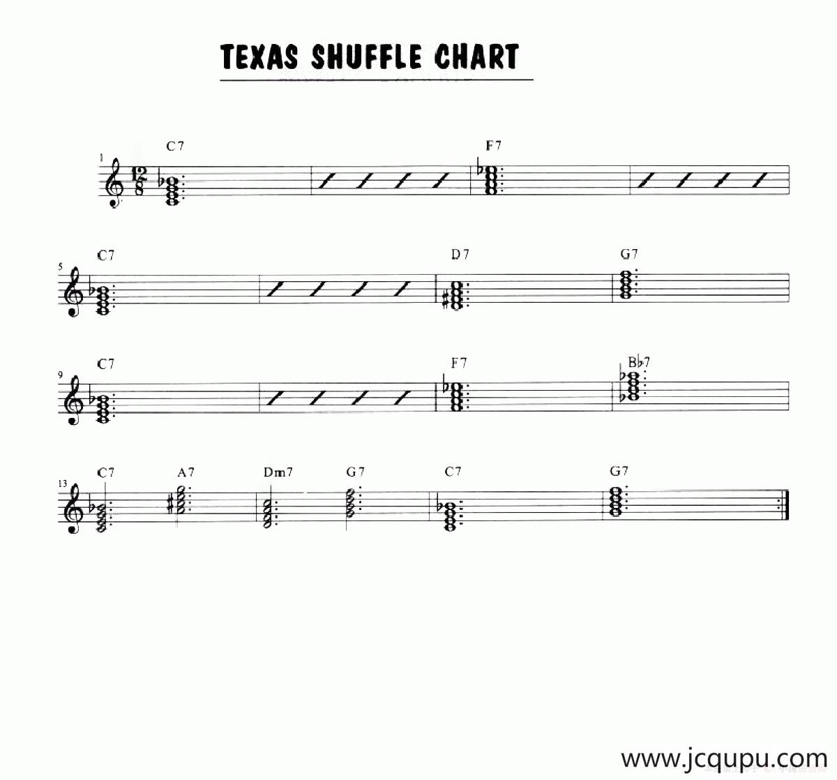 Texas Shuffle Chart简谱