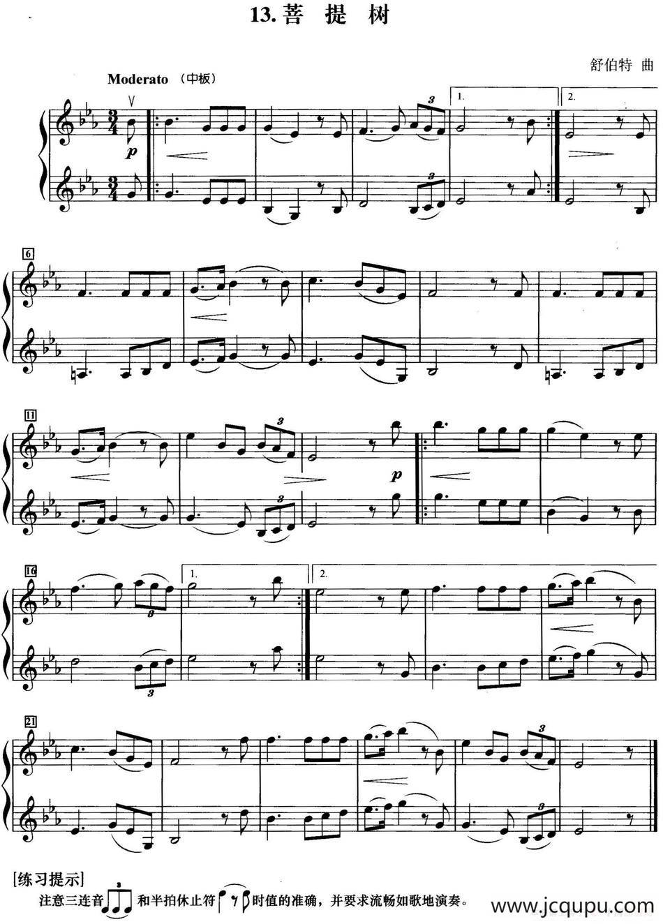 初级小提琴二重奏：菩提树简谱