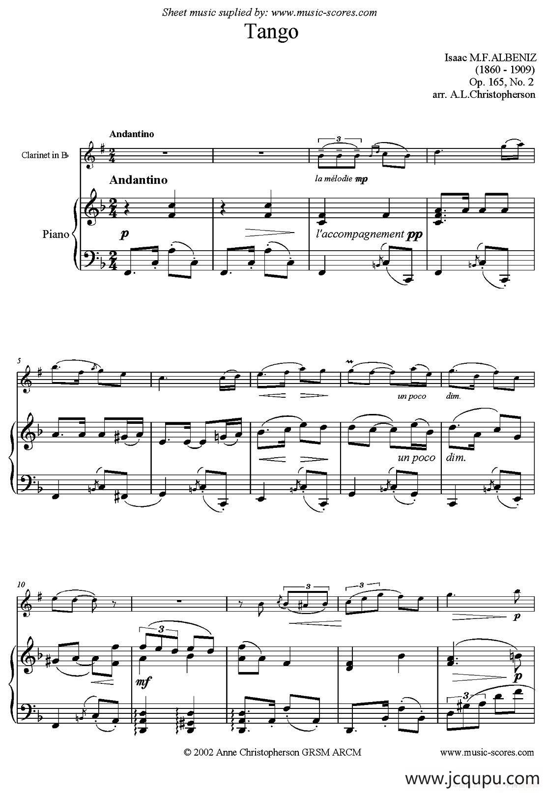 Tango（单簧管+钢琴伴奏）简谱