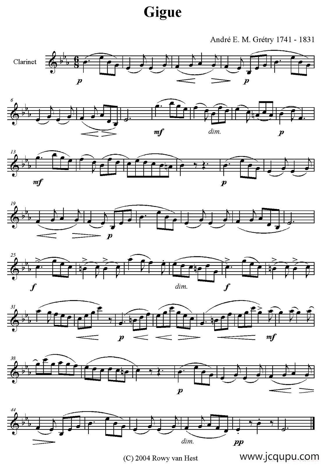 Gigue（单簧管）简谱