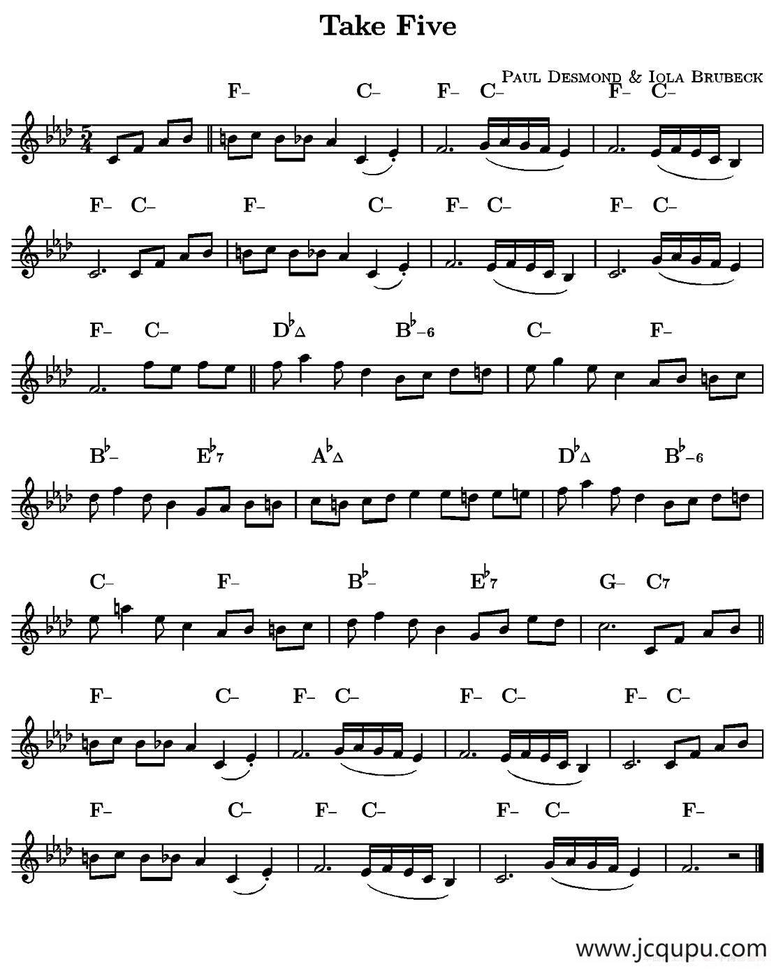 Take Five（单簧管）简谱