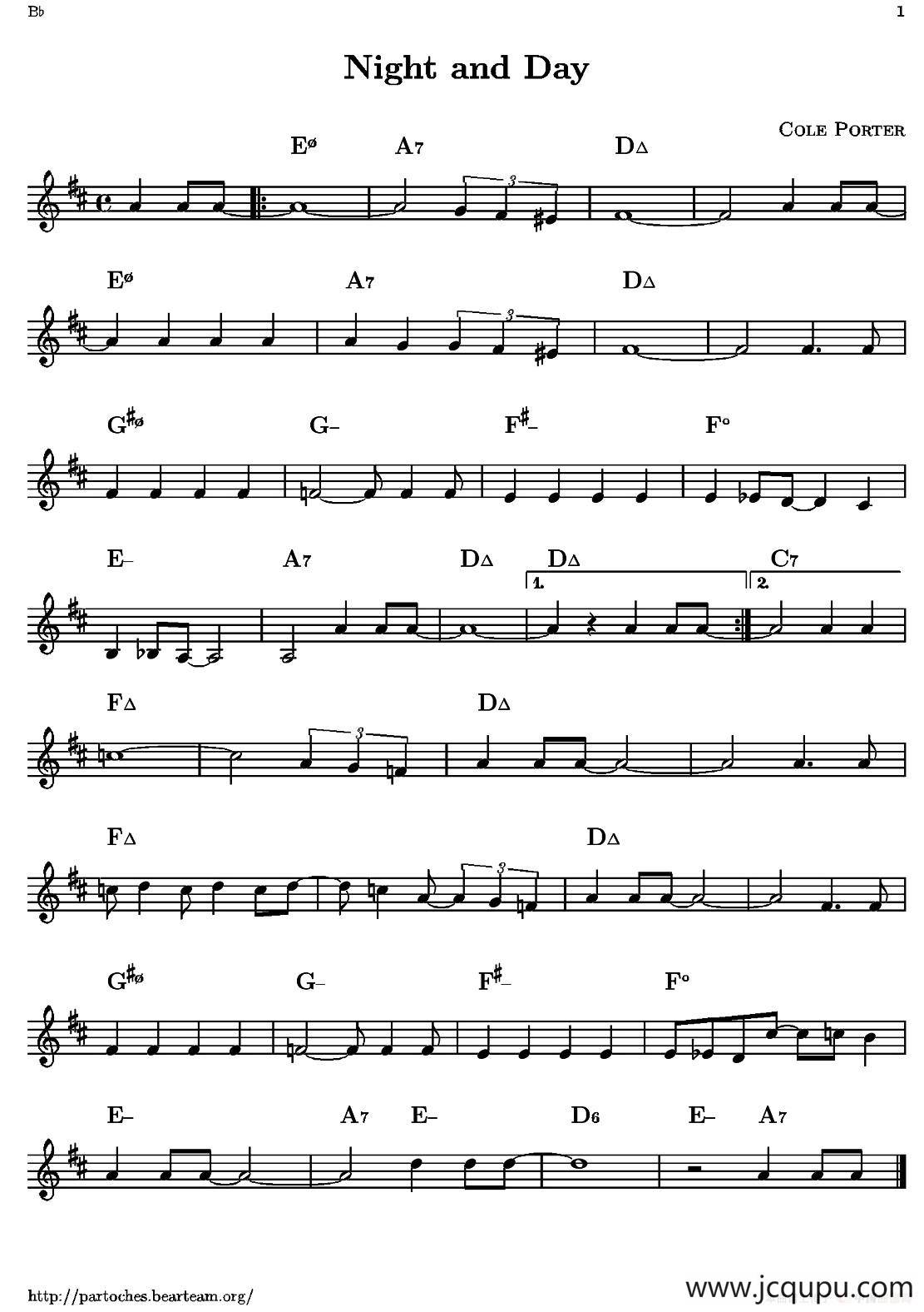 Night and Day（单簧管）简谱