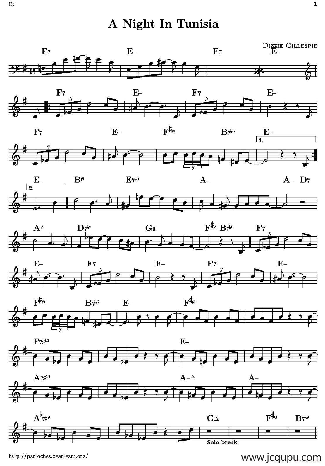 A Night In Tunisia（单簧管）简谱