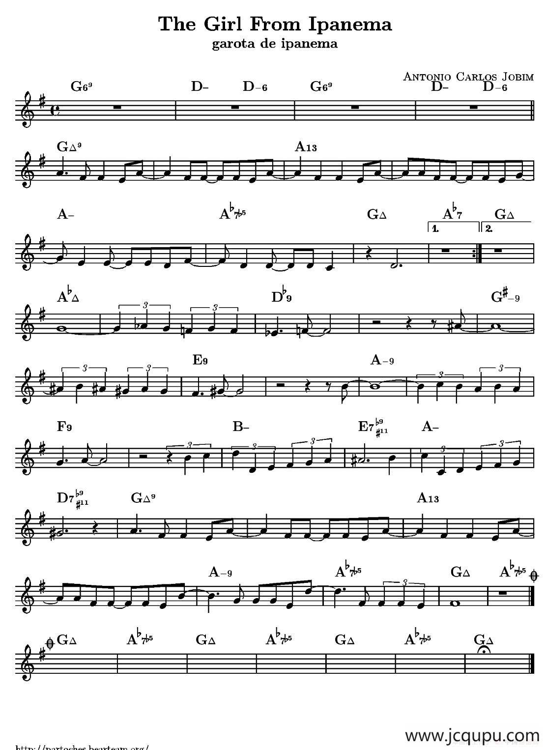 The Ggirl From Ipanema（单簧管）简谱