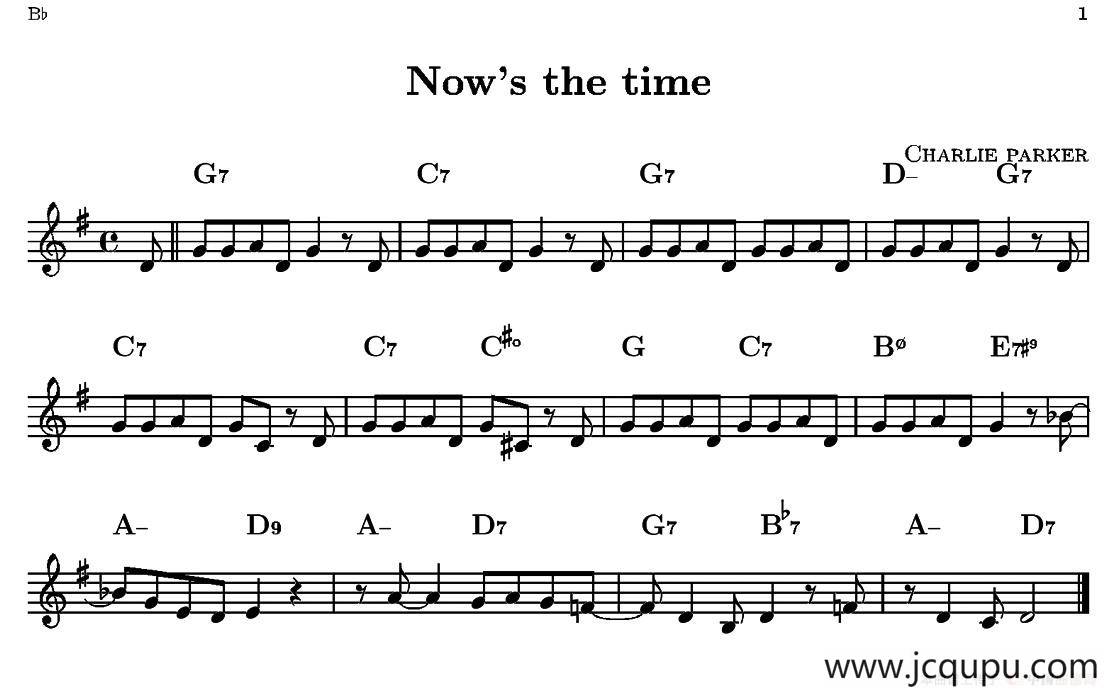 Now's The Time（单簧管）简谱