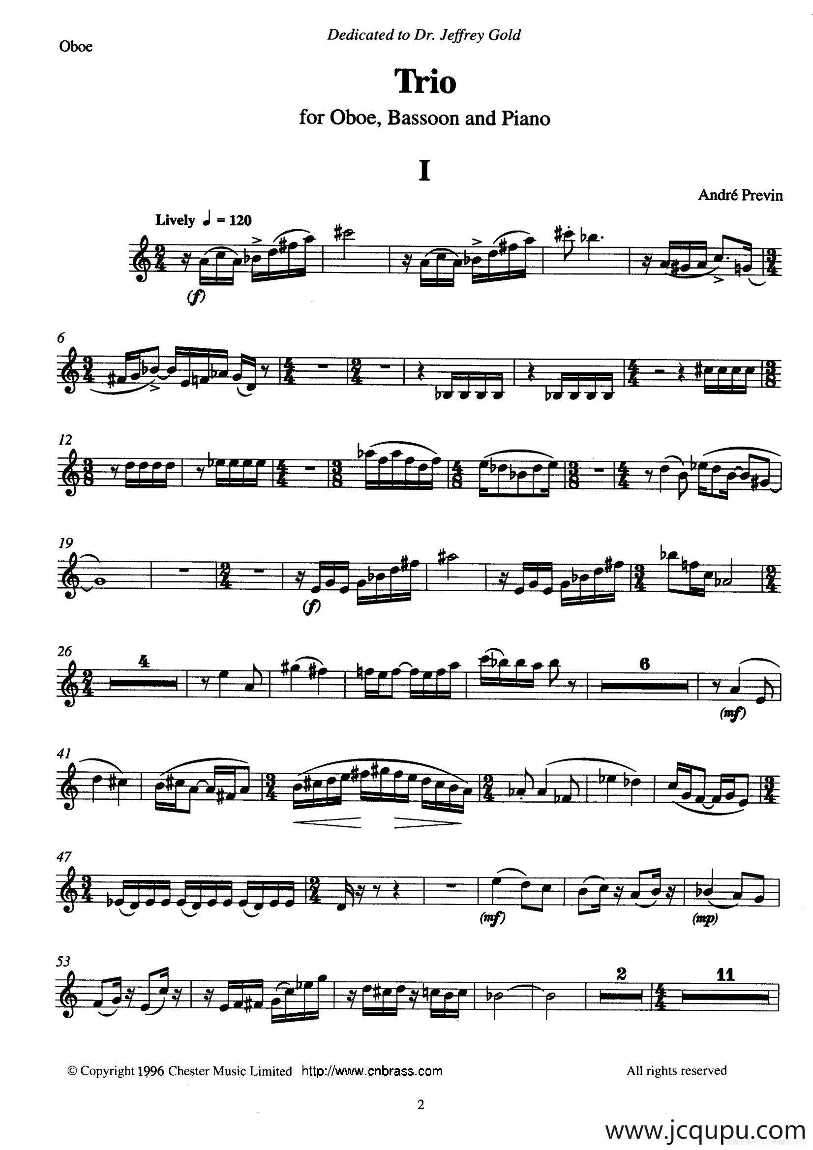 Trio（三重奏双簧管分谱）简谱