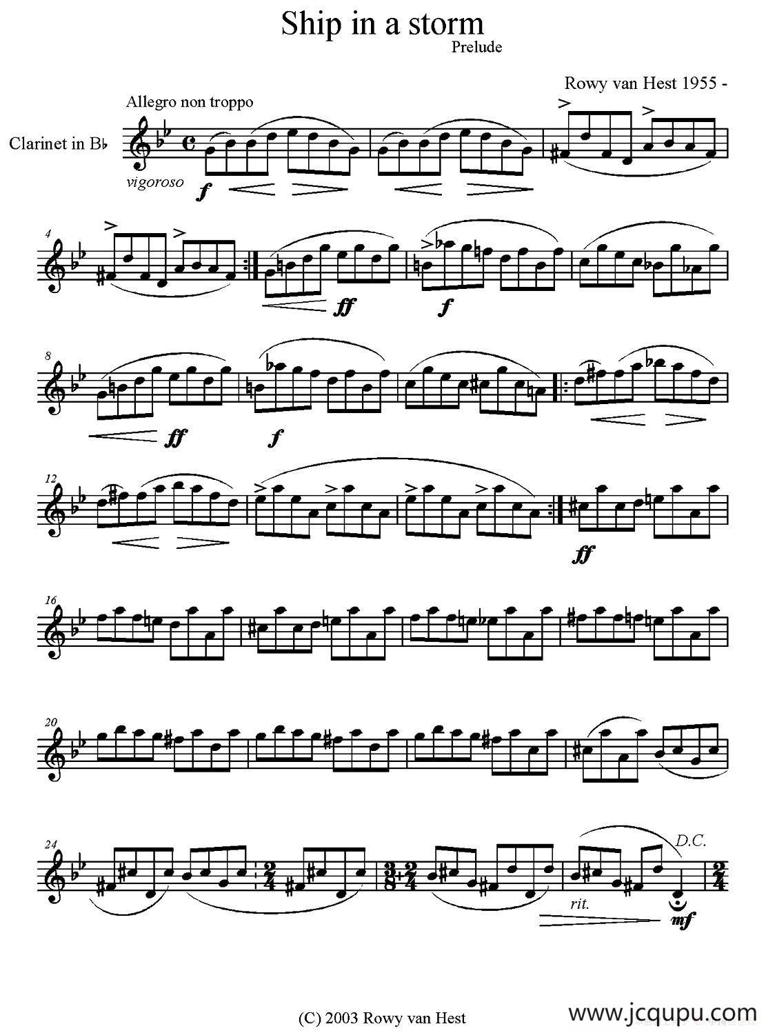 Ship in a storm（单簧管）简谱