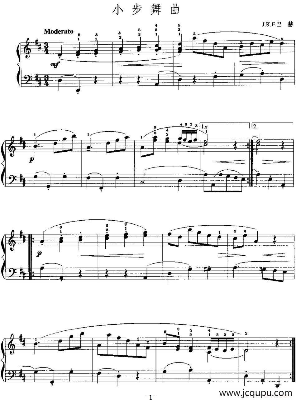 手风琴复调作品：小步舞曲（J.K.F.巴赫作曲版）简谱