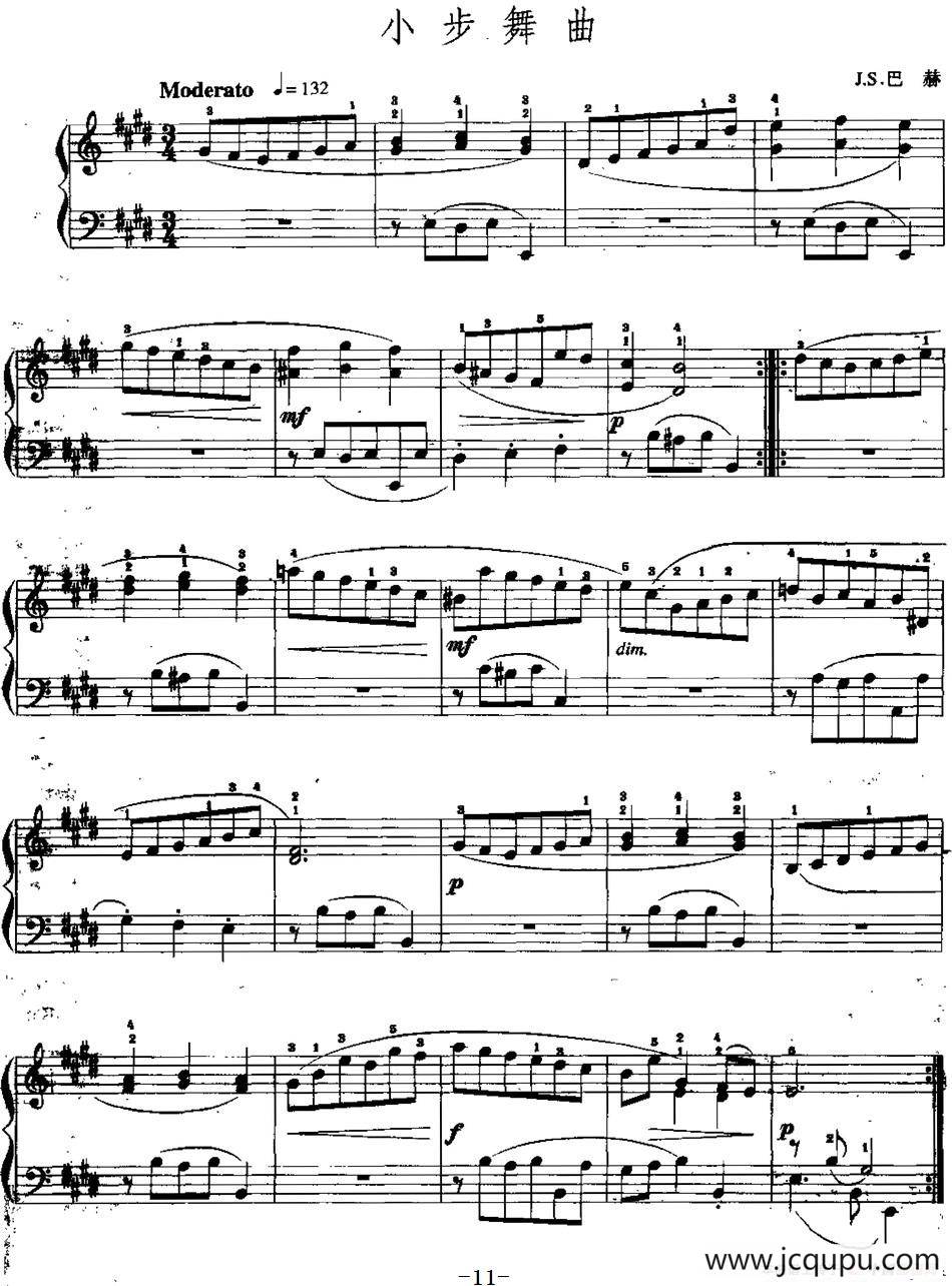 手风琴复调作品：小步舞曲（J.S.巴赫作曲版2）简谱