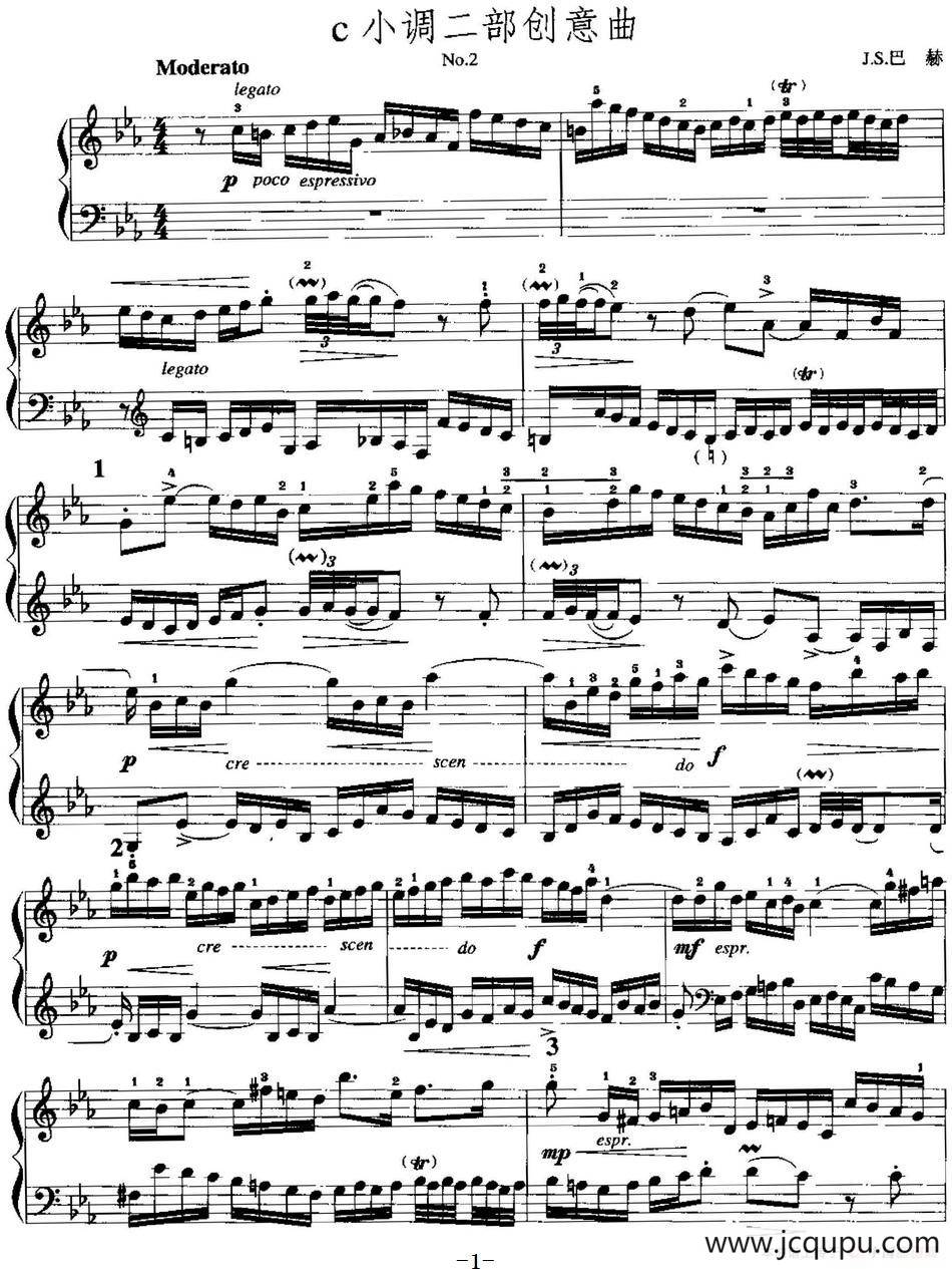手风琴复调作品：c小调二部创意曲简谱