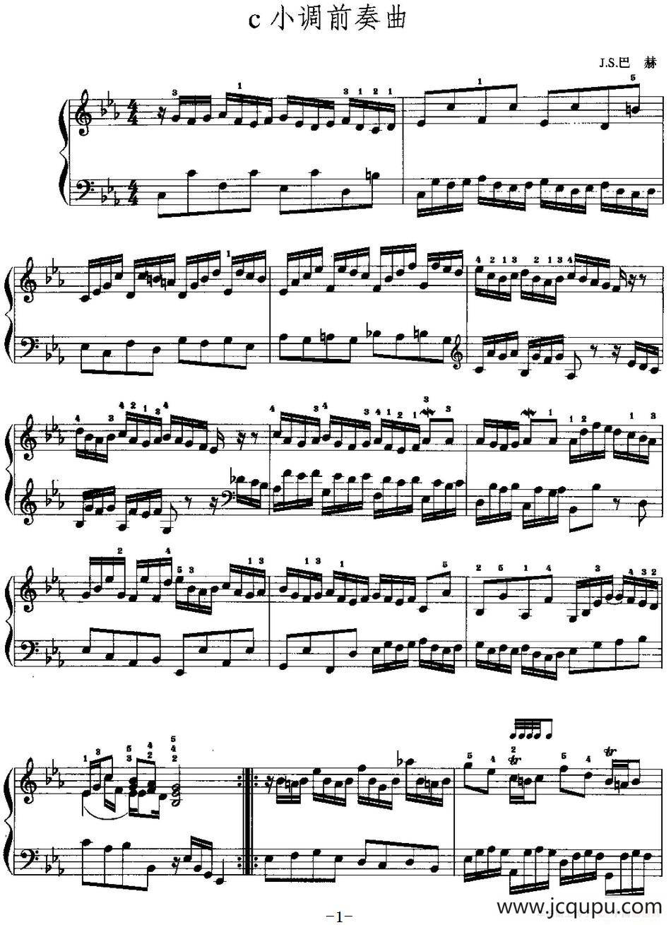手风琴复调作品：c小调前奏曲简谱